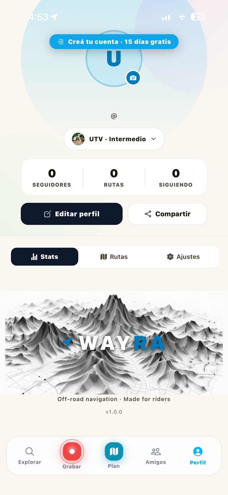Pantalla de Perfil de TriakaMap